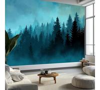 Forêt Sombre Arbres Papier Peint Panoramique 200(H) x 140(L) cm, Papier Peint Intissé Poster Geant Mural Personnalisé Style D'Art Numérique Peinture Murale Tv Pour Salon Chambre Décoration