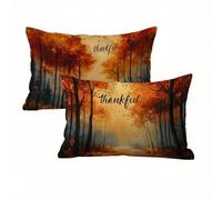 Forêt Taie Oreiller 50x80 Velours Housse de Coussin Automne Lot de 2, Taies d'oreiller Exterieur Impermeable Respirant et Hypoallergénique, Coussin Decoratif pour Canapé, Salon, Coucher, Jardin K2-42