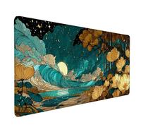 ForêT Tapis de Souris XXL 100 x 50 cm, Tapis Souris Jaune sous Main Bureau avec Bords Cousus, Imperméable Mouse Pad Base en Caoutchouc Antidérapant Surface pour Gamer, PC, Cadeau Femme -lsy2603VA