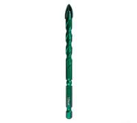 Foret triangulaire en carbure pour verre, marbre, granit, carrelage, mur et matériaux plastiques avec quatre lames et foret électrique sécurisé à tige hexagonale (10 mm)