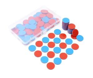 FORETOGO 100 Pièces Réversible Jetons Mathématiques Rouge et Bleu,Jeton de Comptage Double Face avec Boîte de Rangement,Jetons en Plastique pour Calculs Mathématiques