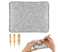 FORETOGO Tapis en feutre pour feutrage à l'aiguille, tapis en feutre avec 3 aiguilles à feutrer, tampon en feutre aiguilleté réutilisable, kit de démarrage pour l'artisanat de laine et les projets de