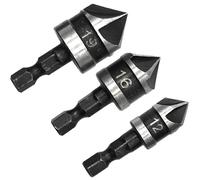 Forets à chanfreiner à queue hexagonale, Paquet de 3 forets à fraise 12/16/19mm, tige hexagonale 90 degrés, cinq lames for le travail du bois