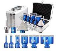 Forets Diamant Boîte - BRSCHNITT trepan carrelage 6/10/20/35/50/68MM +10MM trépan diamant+50mm embouts de chanfrein avec Filetage M14 pour Perçage à sec en Porcelaine Carrelage Granit Marbre