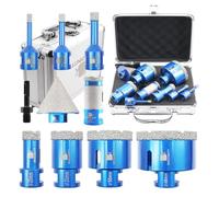 Forets Diamant Boîte - BRSCHNITT trepan carrelage 8 Pièces 6/8/10/20/25/35/50/68mm & 50mm embouts de chanfrein+adaptateur avec Filetage M14 pour Perçage à sec en Porcelaine Carrelage Granit Marbre