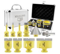 Forets Diamant Carrelage 10 Pièces - 8 Scies Cloche M14 (6/6/8/20/35/40/50/68mm), Chanfrein 50mm, Adaptateur M14/Hex pour Céramique, Marbre, Granit, pour Meuleuse