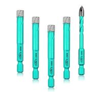 Forets Diamanté 4pcs 8/8/8/8MM LEKOMESH - Trépan Carrelage Diamant Forage à Sec & 1pc 6MM Forets en Carbure,Porcelaine Tuiles Forets Pour Céramique,Marbre,Granit,La Pierre Quartz