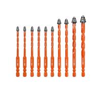 Forets en Carbure Cémenté BGTEC - 10 Pièces Foret excentrique à quatre cannelures Ø 5-12 mm pour Carreaux Céramiques Briques Béton Plastique Bois Verre Marbre