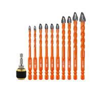 Forets en Carbure Cémenté BGTEC - 10 Pièces Foret excentrique Multi-Matériaux Ø 5-12 mm avec Mandrin rapide auto-ejecteur pour Carreaux Céramiques Briques Béton Plastique Bois Verre