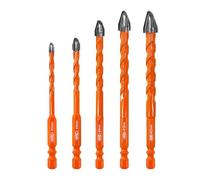 Forets en Carbure Cémenté BGTEC - 5 Pièces Foret excentrique Multi-Matériaux Ø 5/6/8/10/12 mm pour Carreaux Céramiques Briques Béton Plastique Bois Verre Marbre