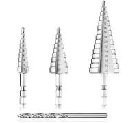 Forets Etagés 3PCS HSS Foret Fraise Meche Etage Forage Conique en Titane 4-12mm / 20mm / 32mm pour Acier, Laiton, Bois, Plastique