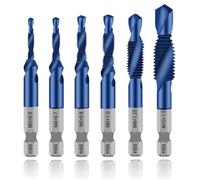 Forets MeaccelerTap plaqués titane, tige hexagonale, filetage de vis HSS, machine à vis, robinet composé, M3 figuré, M5, M6, M8, M10, outils à main 6pcs set