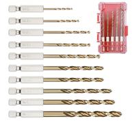 Forets Métal M35 Cobalt 10 pcs (1.5-6 mm), Queue Hexagonale 6,35 mm - Forets Hélicoïdaux HSS pour Acier, Inox, Fonte, Aluminium, Cuivre - compatibles avec visseuses et perceuses sans fil
