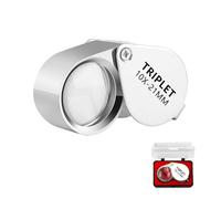 Forevat Loupe pour bijoux en verre, loupe de bijoutier, loupe 10X en métal, loupe de poche pliable, verre de loupe pour bijoutiers pour l'identification des bijoux