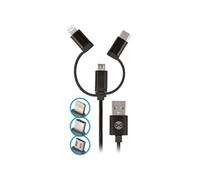 forever 3in1 cable usb lightning + usb-c + microusb 1,0 m 1,5a noir