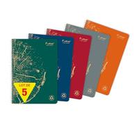 Forever - 68401Cpack - Un Lot de 5 Cahiers à Spirale 100 pour cent Recyclé une Marque de Clairefontaine, A4 21x29.7 cm, 120 Pages Détachables Grands Carreaux, Papier 90g recyclé