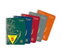 Forever 68442C Lot de 5 Carnets à Spirale 100% Recyclés (une Marque de Clairefontaine) - A6 10,5x14,8 cm - 120 Pages Détachables Petits Carreaux - Papier Recyclé Blanc 90 g - Couverture Carte Recyclée