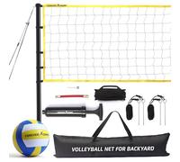 Forever Champ Filet de Volleyball d'extérieur - Comprend Un Filet de Taille réglementaire de 91 x 91 cm, Un Sac de Transport, des Lignes de délimitation, des poteaux en Acier et Une Pompe - Filet de