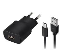 Forever Chargeur Secteur 2 A 5 V avec câble USB vers USB-C Noir Universel pour Smartphones, téléphones, écouteurs, Haut-parleurs de Toutes Les Marques