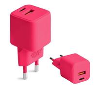 Chargeur Secteur Compact Et Rapide Pour Apple Samsung Xiaomi Oppo *Gan* Double : Usb-A 18w Qc + Usb-C 30w Pd - Colorum Rouge