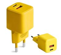 FOREVER Chargeur Secteur Compact ET Rapide pour Apple Samsung XIAOMI Oppo *GAN* Double : USB-A 18W QC + USB-C 30W PD - COLORUM Jaune