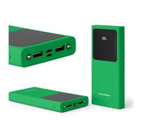 Forever Colorum Power Bank 10000 mAh Vert - Batterie Portable avec USB-C et microUSB - Banque d'alimentation avec écran LED - Powerbank Charge Rapide de Deux Appareils avec Deux Lumières LED
