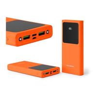 FOREVER Colorum Power Bank 10000mAh Orange - Batterie Externe Portable avec USB-C microUSB - Power Bank avec Écran LED - Batterie Externe Charge Rapide de Deux Appareils avec Deux Voyants LED