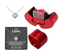Forever Flower - Coffret cadeau pour collier rose - Ensemble de bijoux romantiques préservés - Cadeau élégant pour anniversaire, Saint-Valentin, demande en mariage