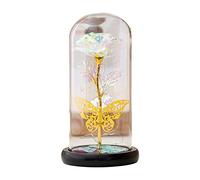 Forever Flower Rose en feuille d'or dans un dôme en verre Lumière LED Saint-Valentin