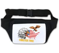 Forever Free Bald Eagle Sac banane avec carte graphique du drapeau des États-Unis Blanc