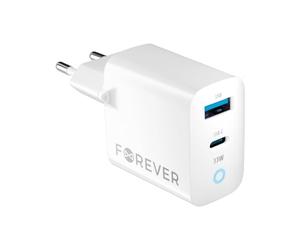 FOREVER GaN Chargeur rapide USB 33 W - Chargeur USB A & USB C multiple - Chargeur PD QC - Chargeur de téléphone portable pour iPhone, Samsung, Huawei, Xiaomi et plus - Prise de charge rapide - Bloc