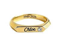 Forever In My Heart - Bague commémorative gravée avec pierre de naissance personnalisée avec nom et date/texte gravés, bagues commémoratives en acier inoxydable pour femme, cadeaux pour la perte d'un