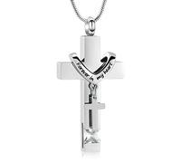 Forever in My Heart Pendentif urne à double croix personnalisable avec pierre de naissance pour cendres