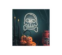 Forever Light FPNE18 Veilleuse néon plexiglas LED Tête de mort avec os Enseigne lumineuse LED blanche