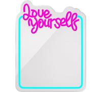 FOREVER Light Neon Mirror LED Love Yourself - Neon LED Multicolor Decorative - Neon LED Mirror USB - Parfait pour el Home et les espaces professionnels - Neon Sign and Practical Mirror.