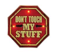 FOREVER Light Plaque métallique rétro LED Don't Touch - Grande plaque lumineuse - 29,5 x 29,5 cm - Pour chambre, garage, bar, veilleuse, espaces ouverts à l'entrée, cadeau