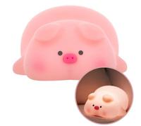 FOREVER Light Veilleuse Enfant LED Dormant Cochon - Veilleuse Silicone Souple avec 4 Niveaux de Luminosité - Veilleuse Enfant Rechargeable par USB-C - Portable Lampe de Chevet Tactile Enfant
