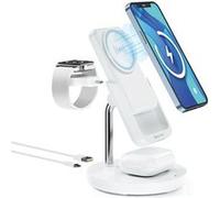 Forever MACS-100 Chargeur inductif Chargeur à induction Station de Charge avec powerbank 5000 mAh pour iPhone Samsung téléphone écouteurs Stylet Tablette Smartwach 5in1 Blanc G