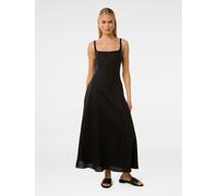 Forever New Forever New Black Solene Linen Blend Contrast Whip Stitched Midi Dress Black EU 40 (UK 12)