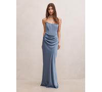 Forever New Forever New Blue Isra Drape Strapless Maxi Dress Blue EU 42 (UK 14)