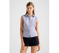 Forever New Forever New Blue Nova Ruched Striped Collared Top
