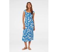 Forever New Forever New Blue Tasmin Ruched Midi Dress Blue 10
