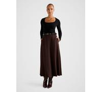 Forever New Forever New Brown Celine Belted Midi Skirt Brown EU 34 (UK 6)