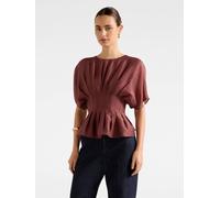 Forever New Forever New Brown Olive Pleated Top Contains Top