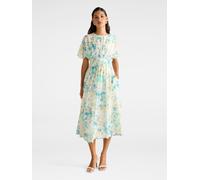 Forever New Forever New Cream Eve Contains Linen Scallop Trim Midi Dress Cream 40