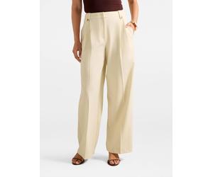Forever New Forever New Cream Gigi Button Tab Wide Leg Trousers