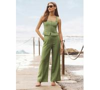 Forever New Forever New Green Pure Linen Posey Square Neck Waistcoat