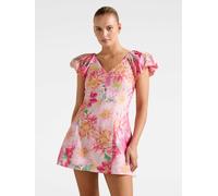 Forever New Forever New Pink Elyssa Puff Sleeves Contains Linen Mini Dress Pink EU 34 (UK 6)