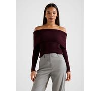 Forever New Forever New Purple Ashley Ribbed Knitted Bardot Neck Top