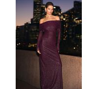 Forever New Forever New Purple Effie Bardot Heatseal Maxi Dress Purple XS (EU 32-34)